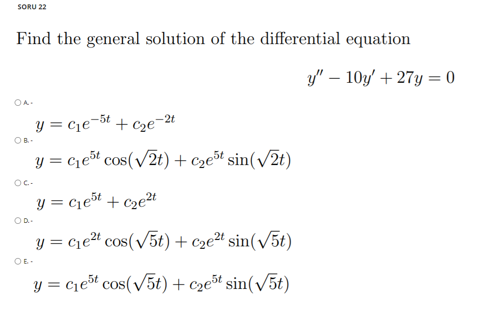 Solved Find The General Solution Of The Differential