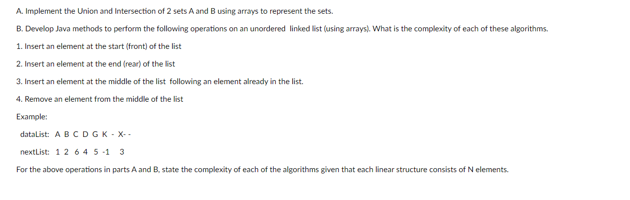 Solved A. Implement the Union and Intersection of 2 sets A | Chegg.com