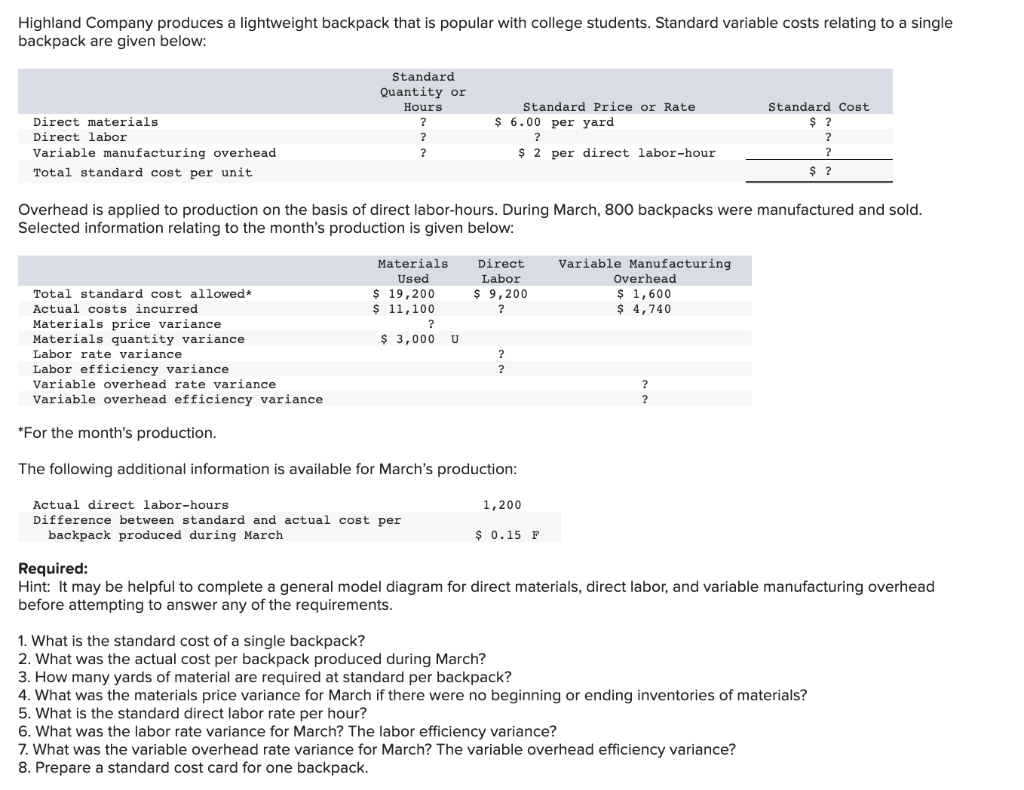 solved-highland-company-produces-a-lightweight-backpack-that-chegg