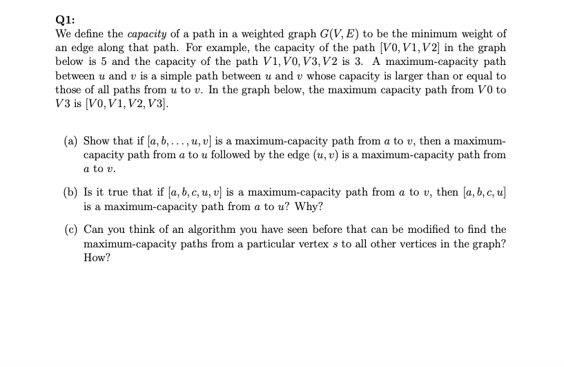 Q1 We Define The Capacity Of A Path In A Weighted Chegg Com