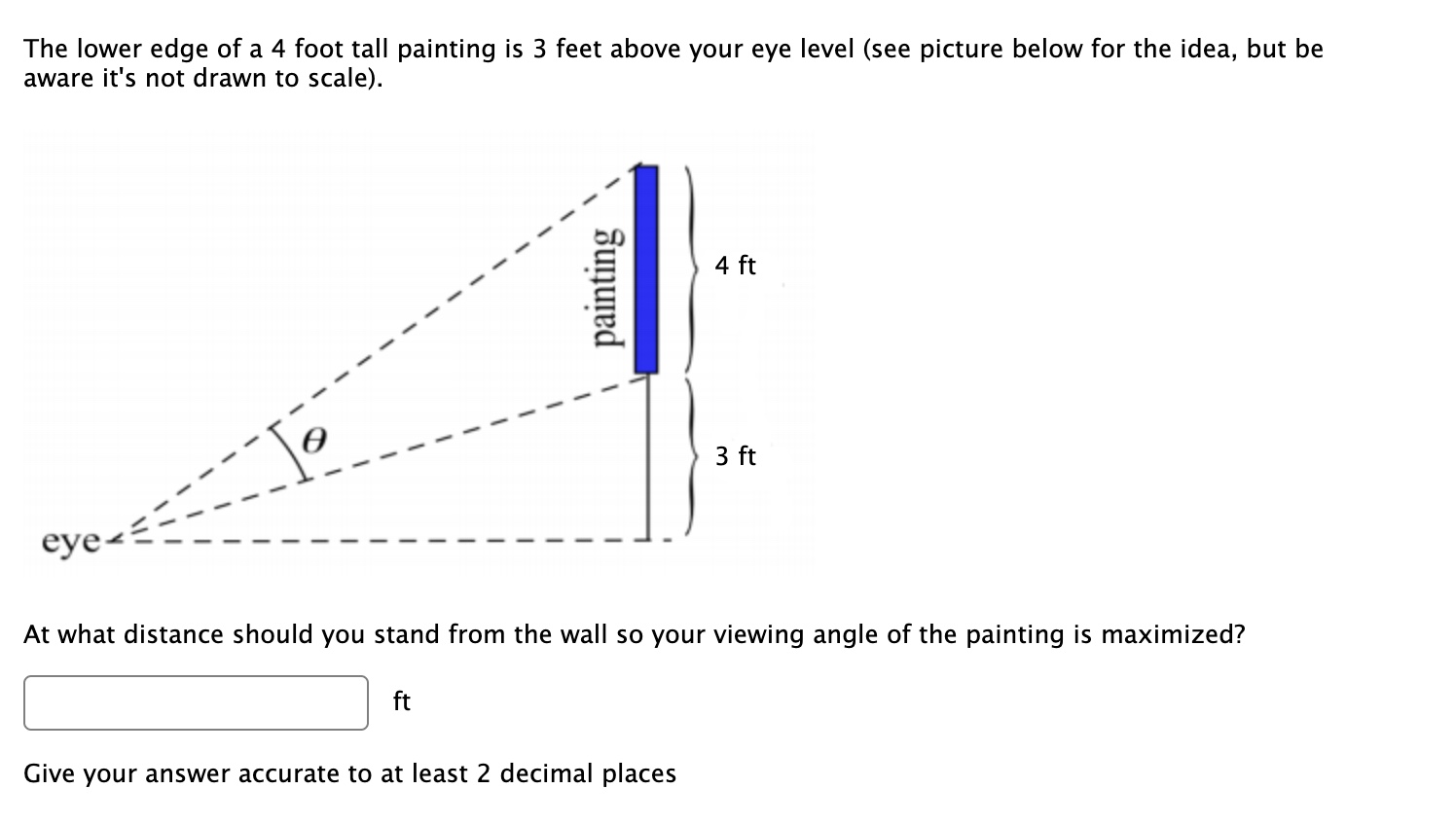 solved-the-lower-edge-of-a-4-foot-tall-painting-is-3-feet-chegg