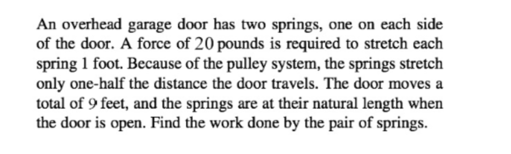 Solved An Overhead Garage Door Has Two Springs One On Ea