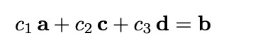 Solved a=⎣⎡233⎦⎤,b=⎣⎡782⎦⎤,c=⎣⎡221⎦⎤,d=⎣⎡114⎦⎤c1a+c2c+c3d=b | Chegg.com