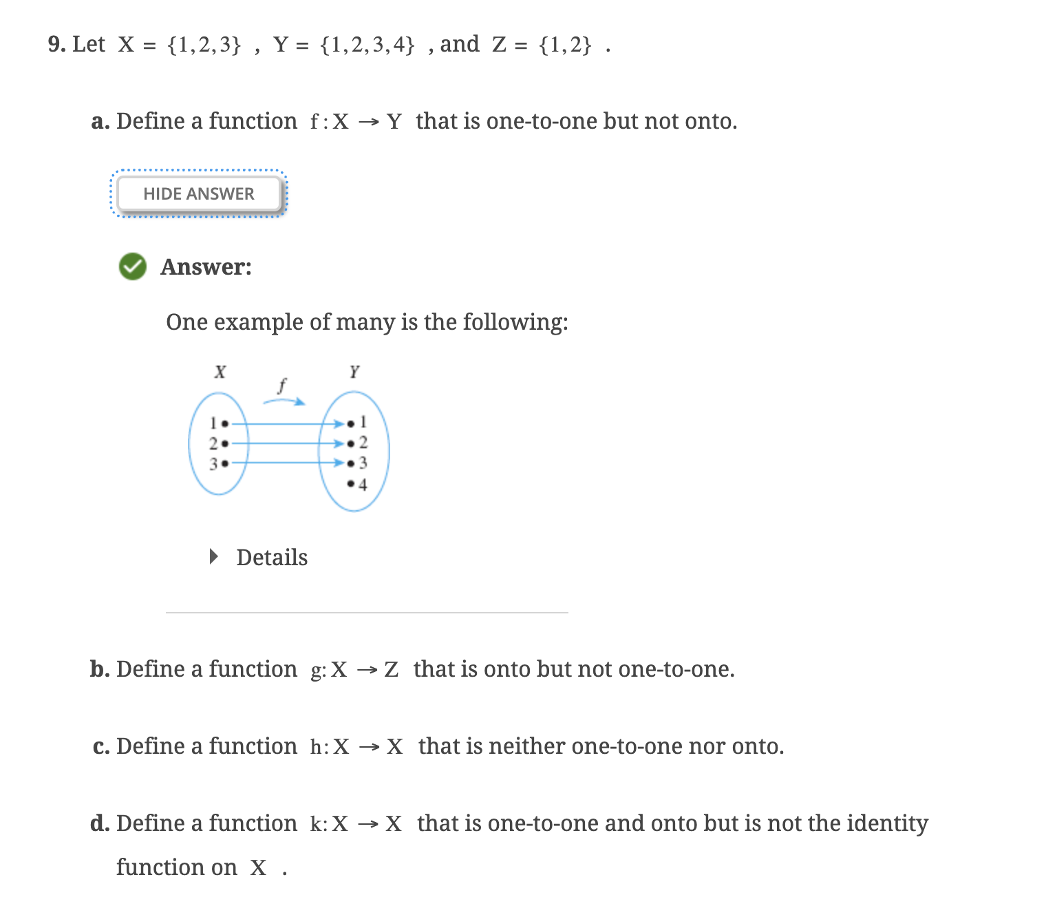Solved Let x={1,2,3},Y={1,2,3,4}, and Z={1,2}.a. Define a | Chegg.com
