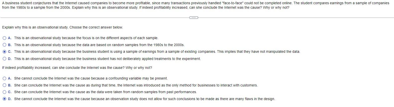 Solved Explain Why This Is An Observational Study Choose Chegg Com   PhpyRKr1q