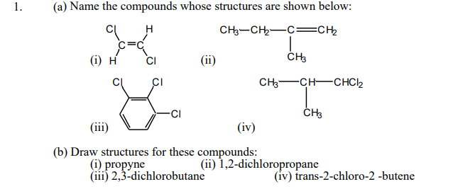 Solved 1. (a) Name the compounds whose structures are shown | Chegg.com