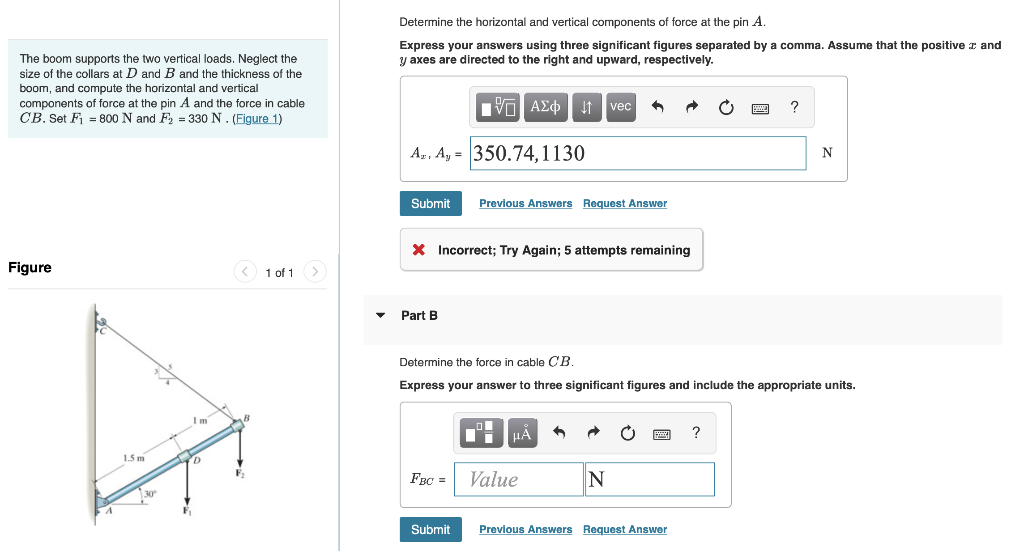 Solved Determine The Horizontal And Vertical Components Of | Chegg.com