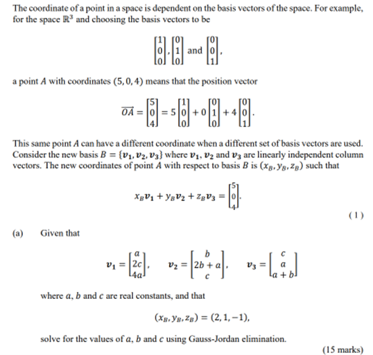 Solved The coordinate of a point in a space is dependent on | Chegg.com