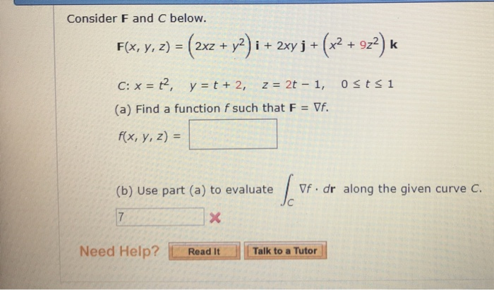 Solved Consider F And C Below F X Y Z Yz I Xz J