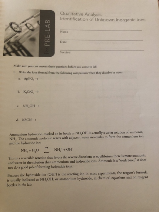 Solved Qualitative Analysis: Identification of Unknown | Chegg.com