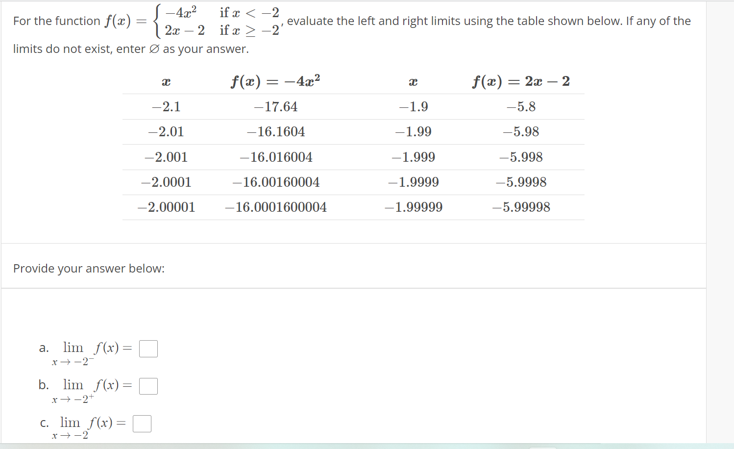 Solved For The Function Fx −4x22x−2 If X 8623