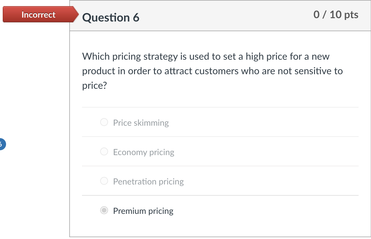 Solved Which pricing strategy is used to set a high price | Chegg.com
