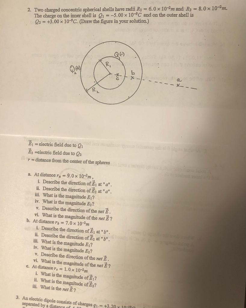 Solved 2 Two Charged Concentric Spherical Shells Have Radii