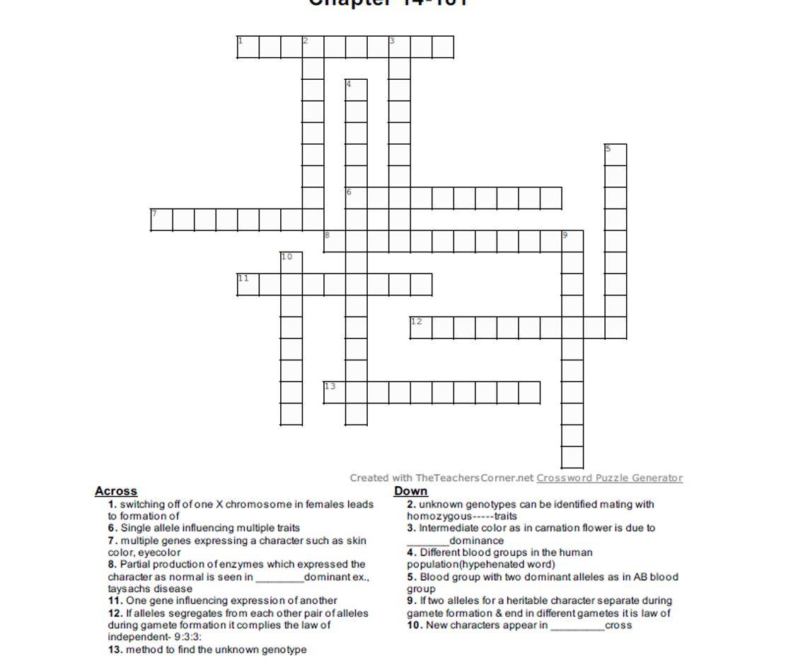 11 Created with The Teachers Corner net Crossword Chegg com