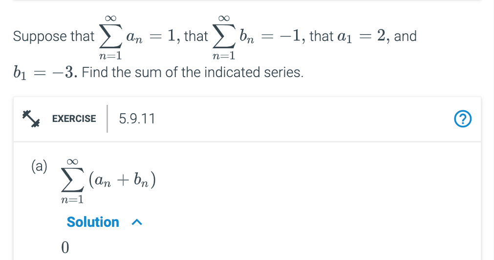 Solved Suppose That ∑n=1∞an=1, That ∑n=1∞bn=−1, That A1=2, | Chegg.com