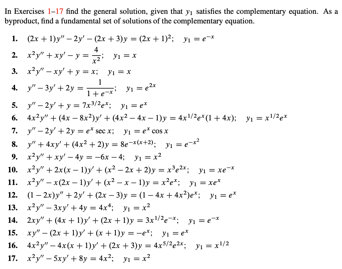 Solved In Exercises 1-17 find the general solution, given | Chegg.com