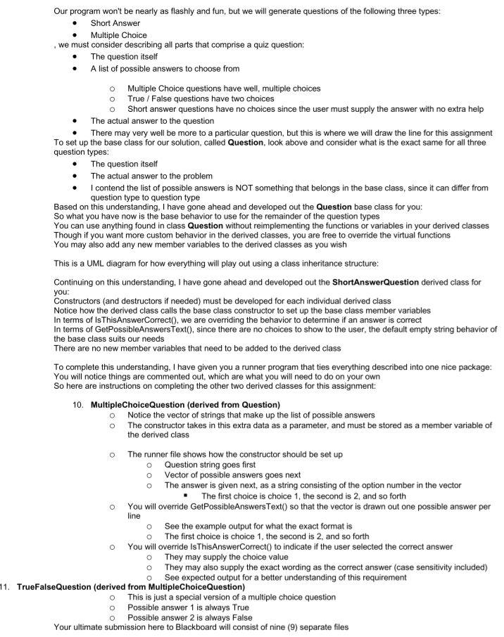 Question class header file pragma once include