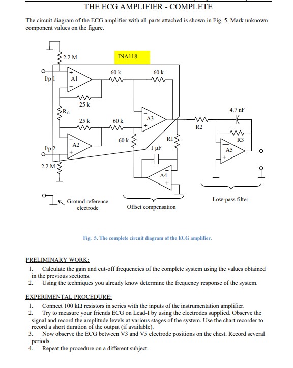 Solved THE ECG AMPLIFIER circuit diagram of