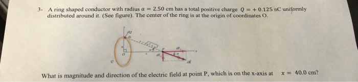 Solved A ring shaped conductor with radius a = 2.50 cm has a | Chegg.com