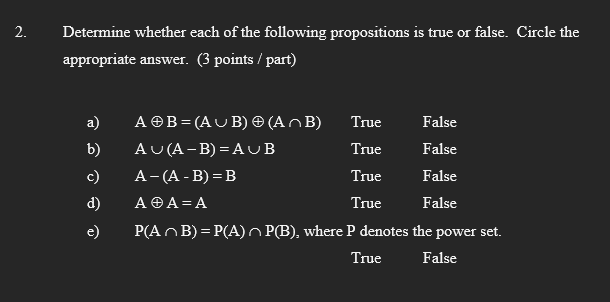 Solved 2. Determine Whether Each Of The Following | Chegg.com