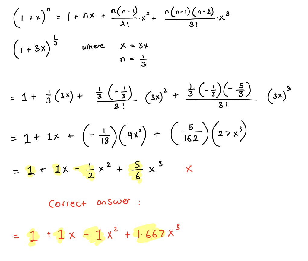 Solved Binomial Expansion question. I've added my working | Chegg.com