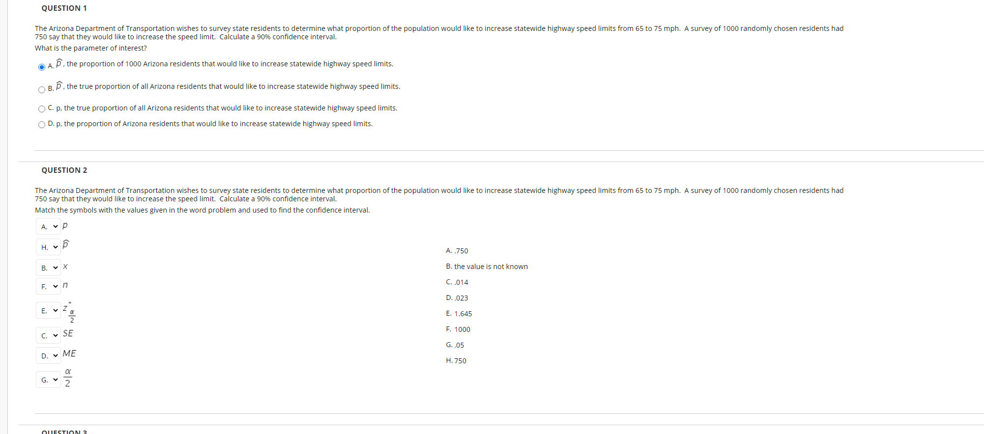 Solved QUESTION 1 The Arizona Department of Transportation | Chegg.com