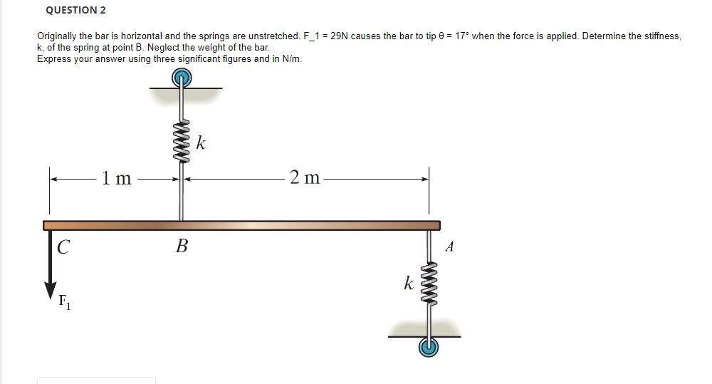 Solved Originally the bar is horizontal and the springs are | Chegg.com