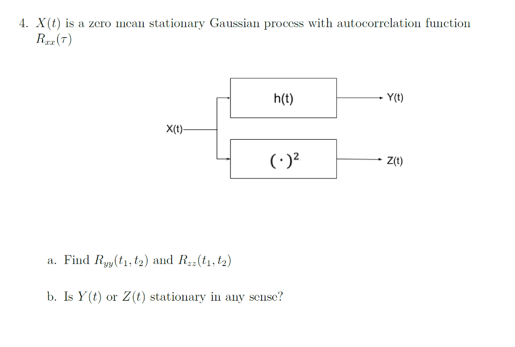 Solved 4. X(t) is a zero mean stationary Gaussian process | Chegg.com