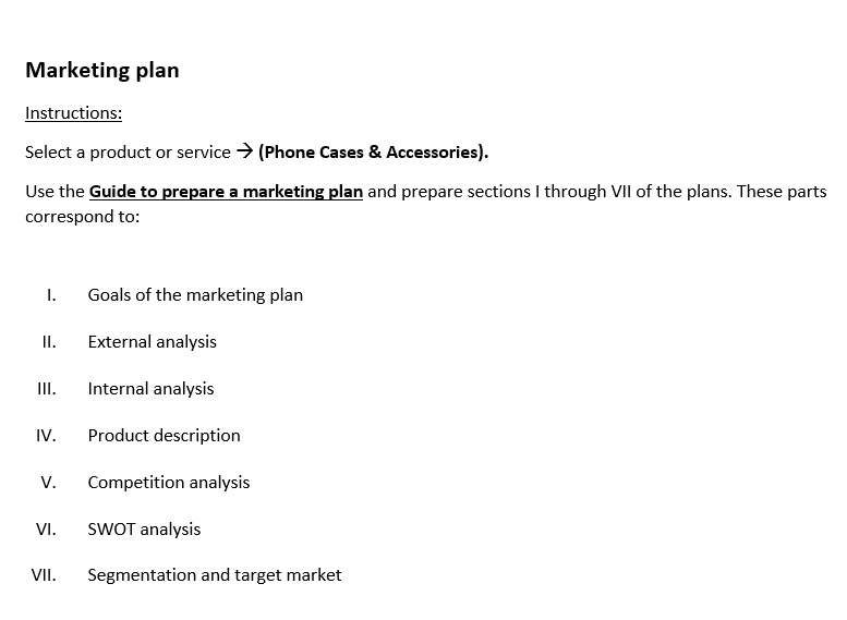 Solved Will you be able to help with the marketing plan for | Chegg.com