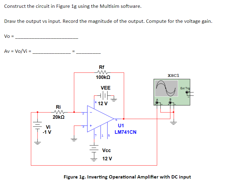 Solved Construct the circuit in Figure 1g using the Multisim | Chegg.com