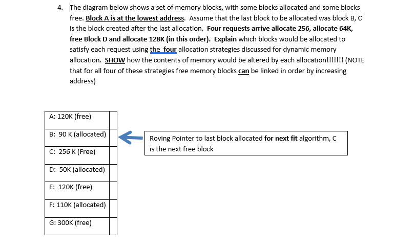 4. The diagram below shows a set of memory blocks, | Chegg.com
