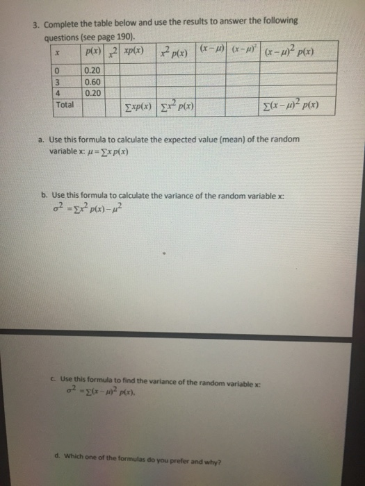 Solved 3. Complete the table below and use the results to | Chegg.com