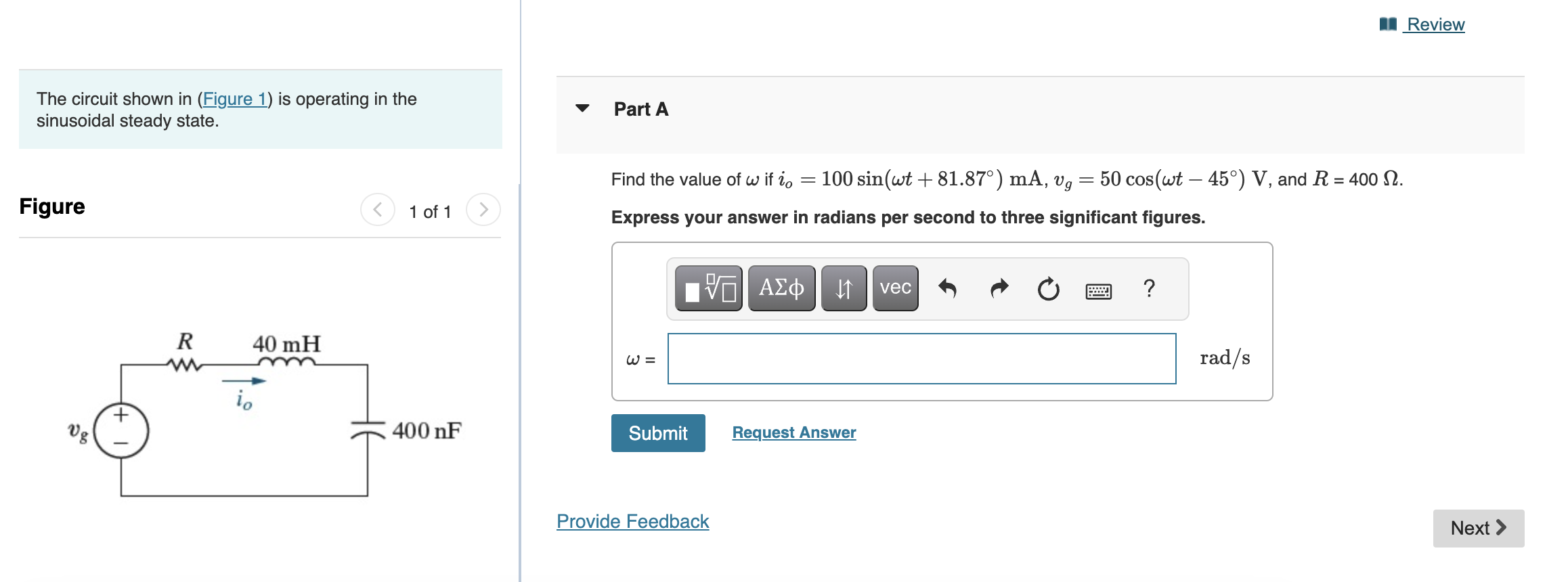 Solved The Circuit Shown In (Figure 1) Is Operating In The | Chegg.com