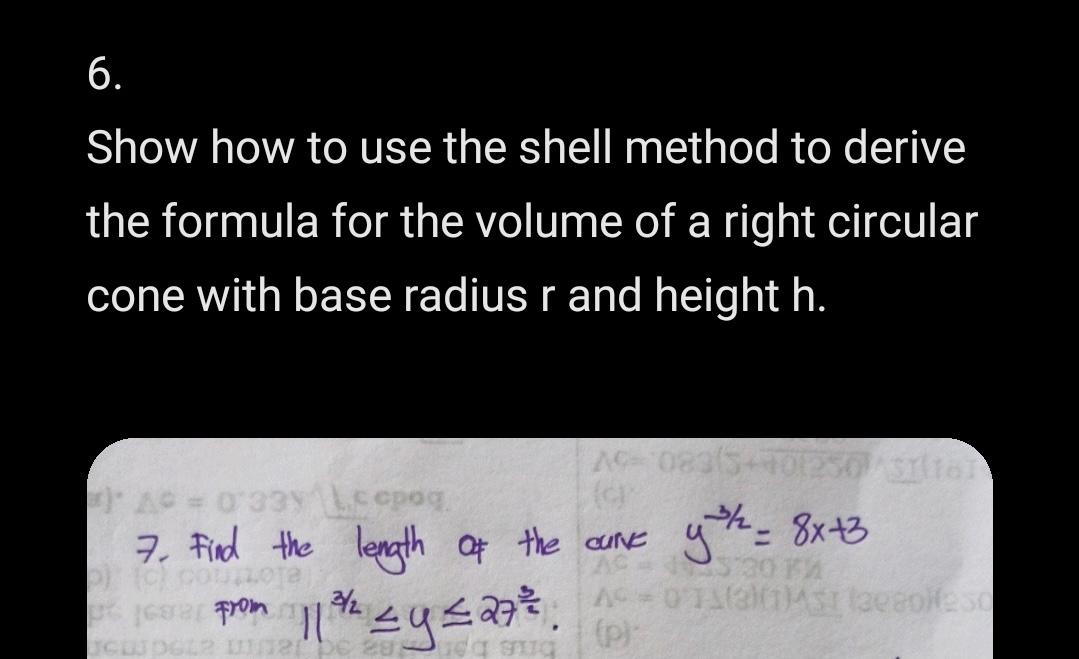 Solved 6. Show how to use the shell method to derive the | Chegg.com