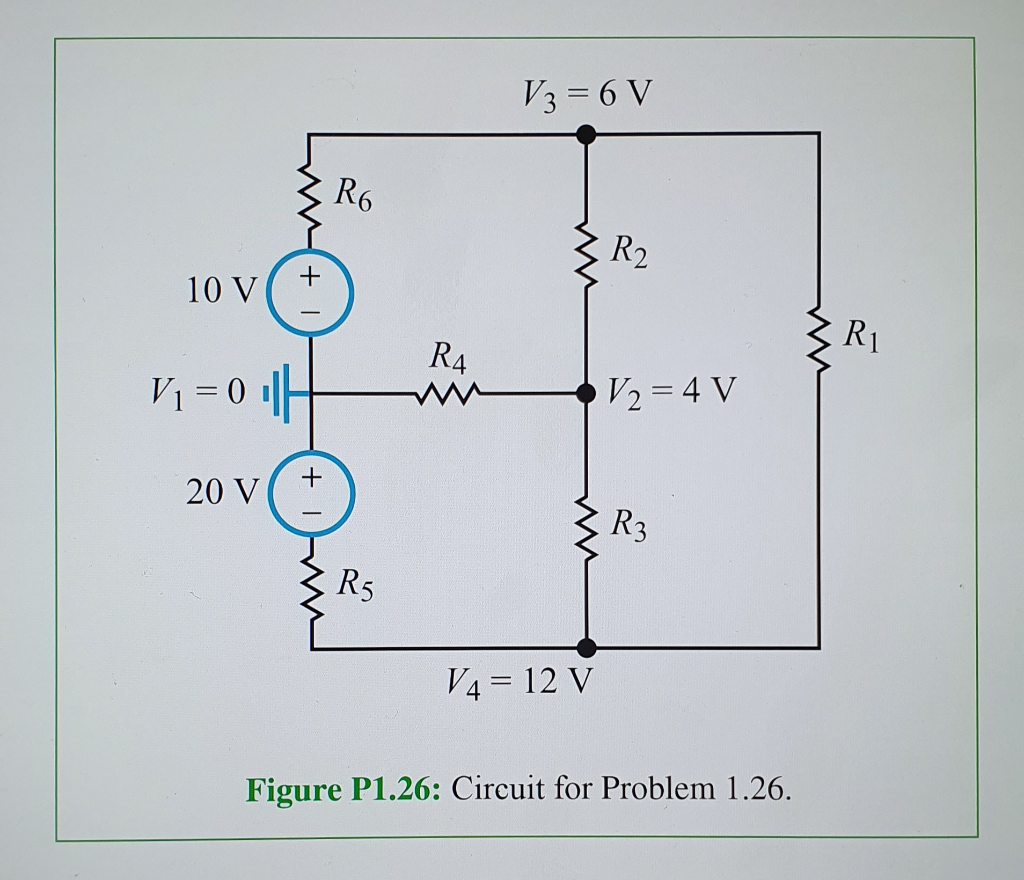 Ground Node Solved 1.26 In the circuit of Fig. P1.26, node Vwas selected | Chegg.com