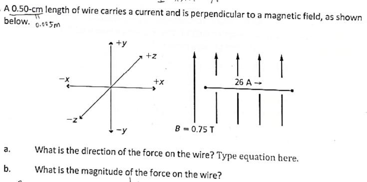 Solved A 0.50-cm length of wire carries a current and is | Chegg.com