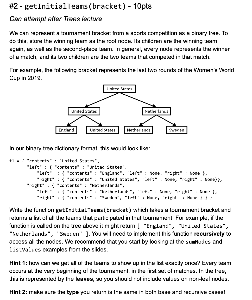 We can represent a tournament bracket from a sports | Chegg.com