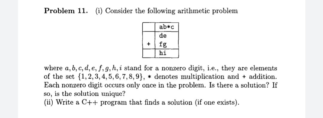 Solved Problem 11. (i) Consider the following arithmetic | Chegg.com