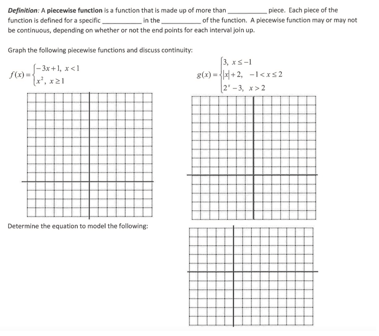 Solved Definition: A piecewise function is a function that | Chegg.com