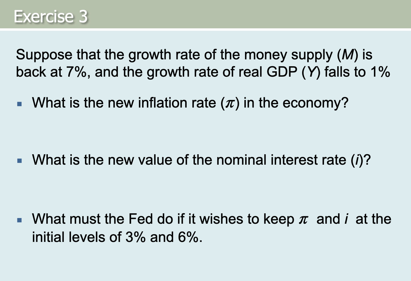 Solved Exercise 3 Suppose that the growth rate of the money | Chegg.com
