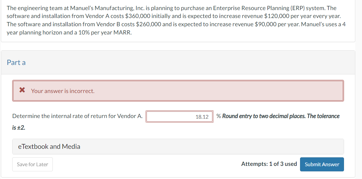 Solved The engineering team at Manuel's Manufacturing, Inc. | Chegg.com