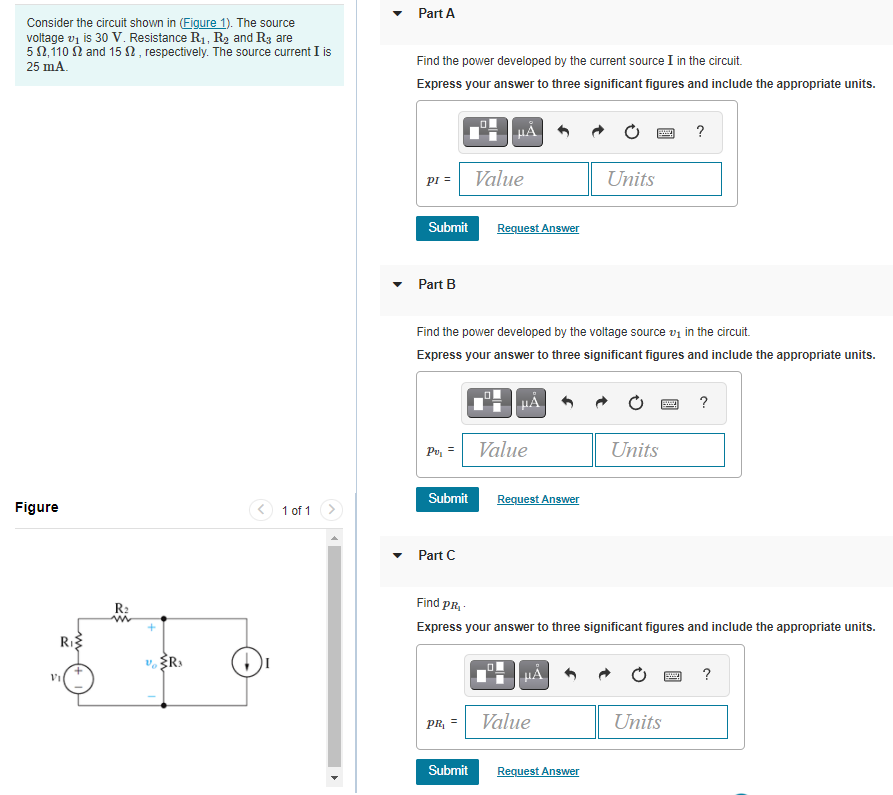 Solved Part A Consider the circuit shown in (Figure 1). The | Chegg.com