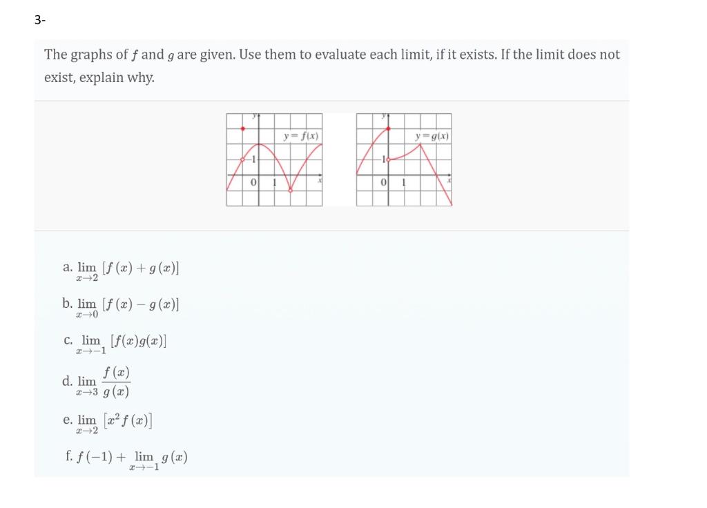 Solved The Graphs Of F And G Are Given Use Them To Evaluate 1785