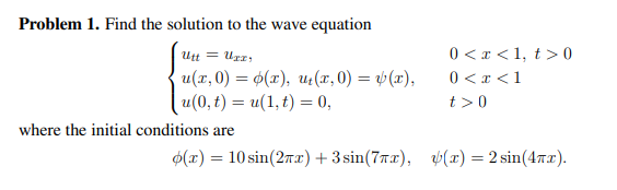 Solved Problem 1. Find the solution to the wave equation Ut | Chegg.com