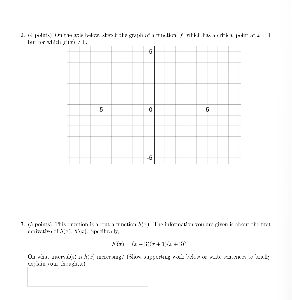 Solved 2. (4 Points) On The Axis Below, Sketch The Graph Of 