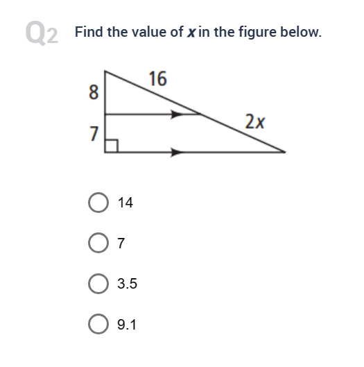 Solved Find the value of x in the figure below. 14 7 3.5 9.1 | Chegg.com