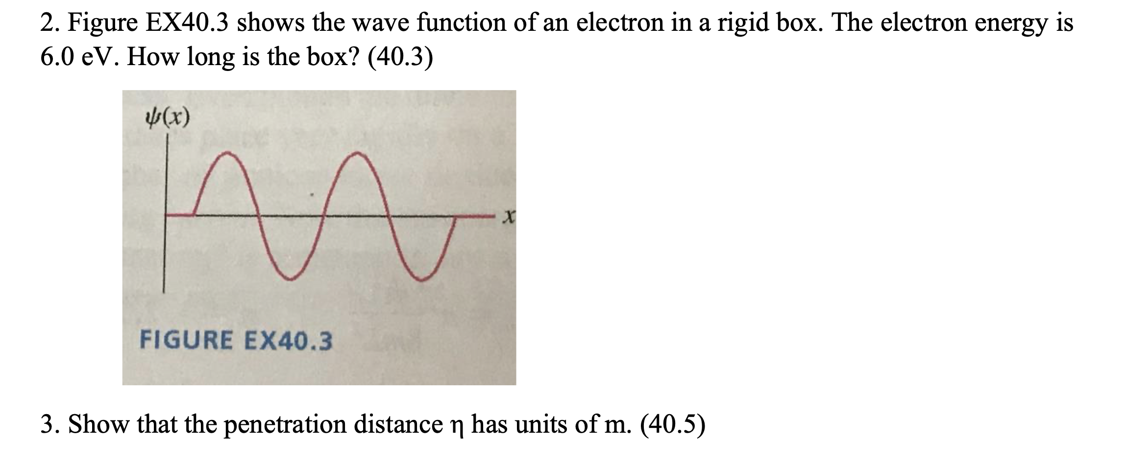 Solved 2. Figure EX40.3 shows the wave function of an | Chegg.com
