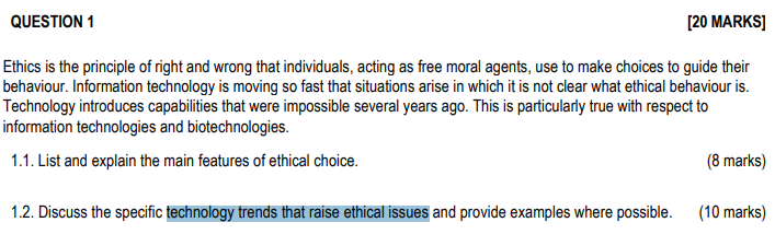 Solved Ethics is the principle of right and wrong that | Chegg.com