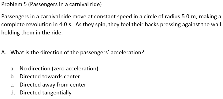 Solved Problem 4: Passengers in a carnival ride In the