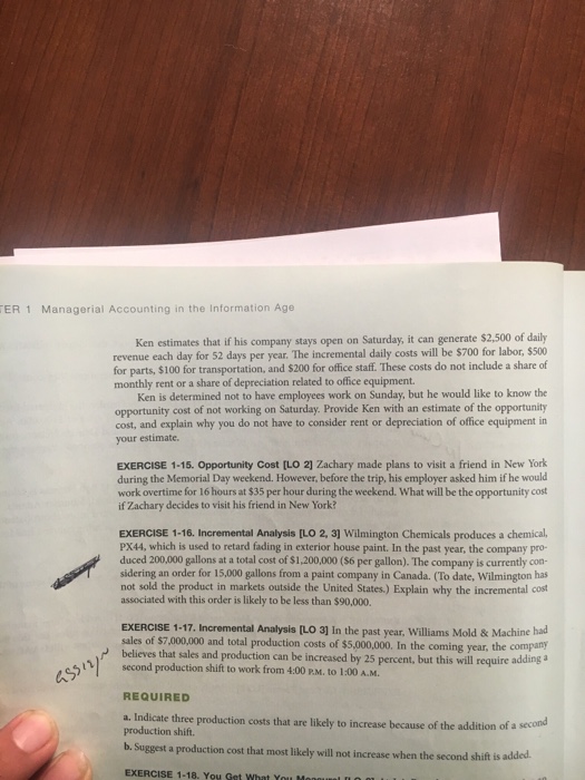 Solved ER 1 Managerial Accounting in the Information Age Ken | Chegg.com